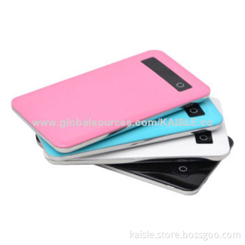 Super Slim Power Bank with 4,000mAh Capacity, 5V at 1A Input